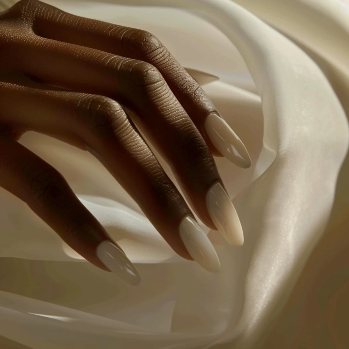 Kontrastrik närbild på vita naglar